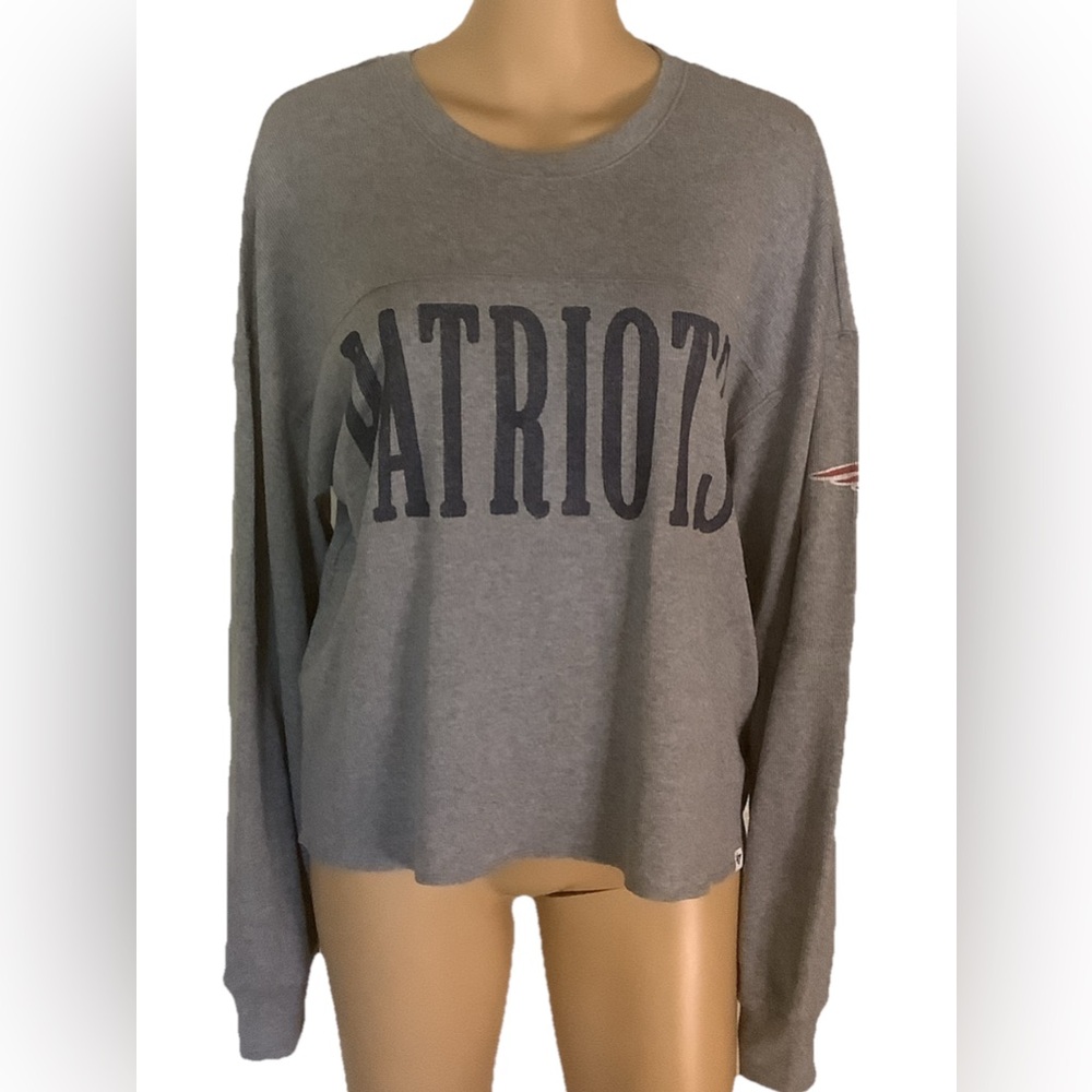 47 Women’s New England PATRIOTS Long Sleeve Tee, Rib, Size L slate gray NFL TEAM